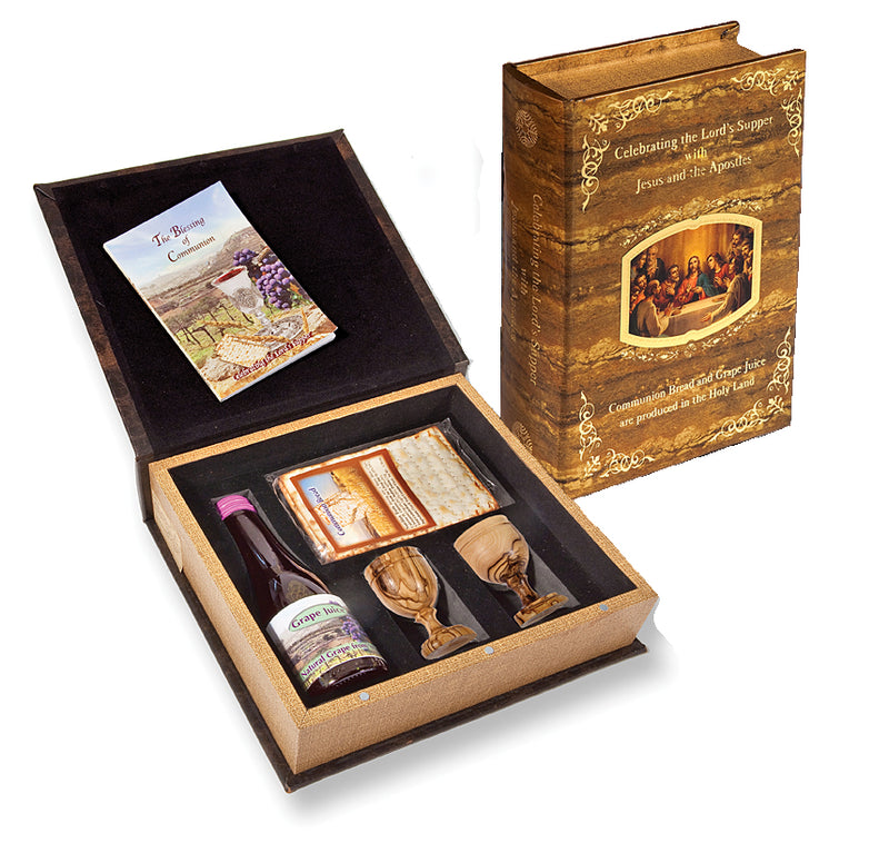Portable Communion Set with Olive Wood Cups - Holy Land Gifts