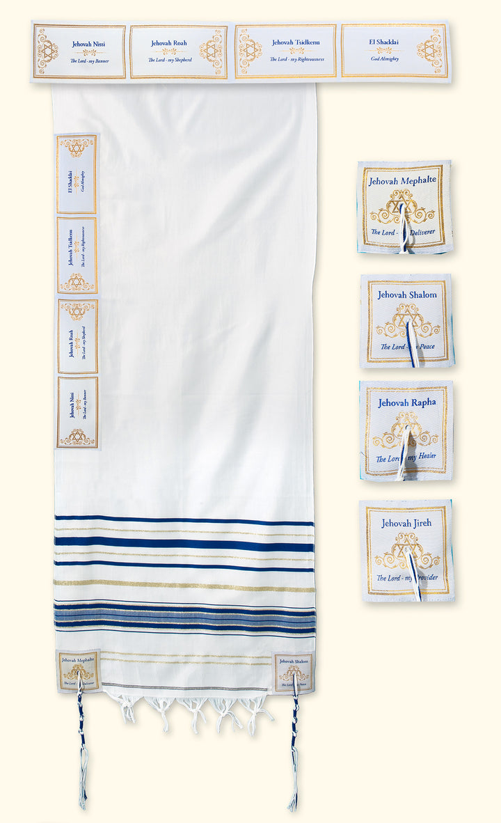 Blue Names of God Prayer Shawl - Holy Land Gifts
