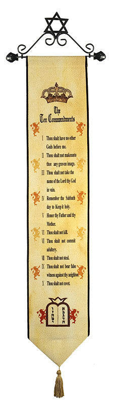 Ten Commandments Heritage Banner with Hanger - Holy Land Gifts