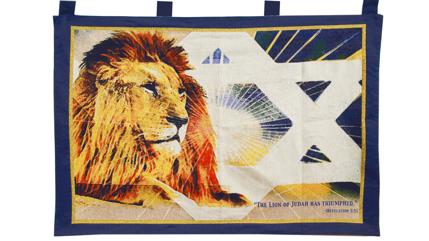 Lion of Judah Blue Tapestry - Holy Land Gifts
