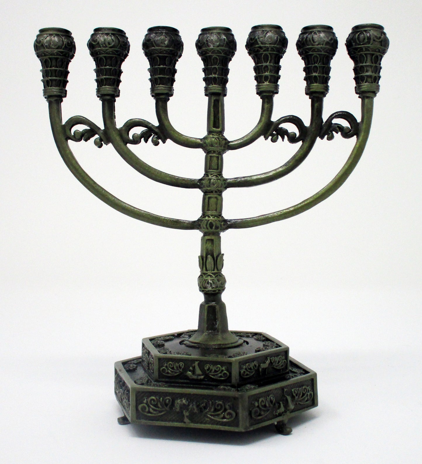 Menorah with Hexagon 12 Tribes Base