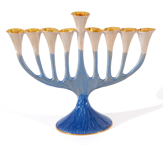 Painted Pewter Hanukkiah