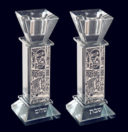 Shabbat Shalom Glass Candle  Holders