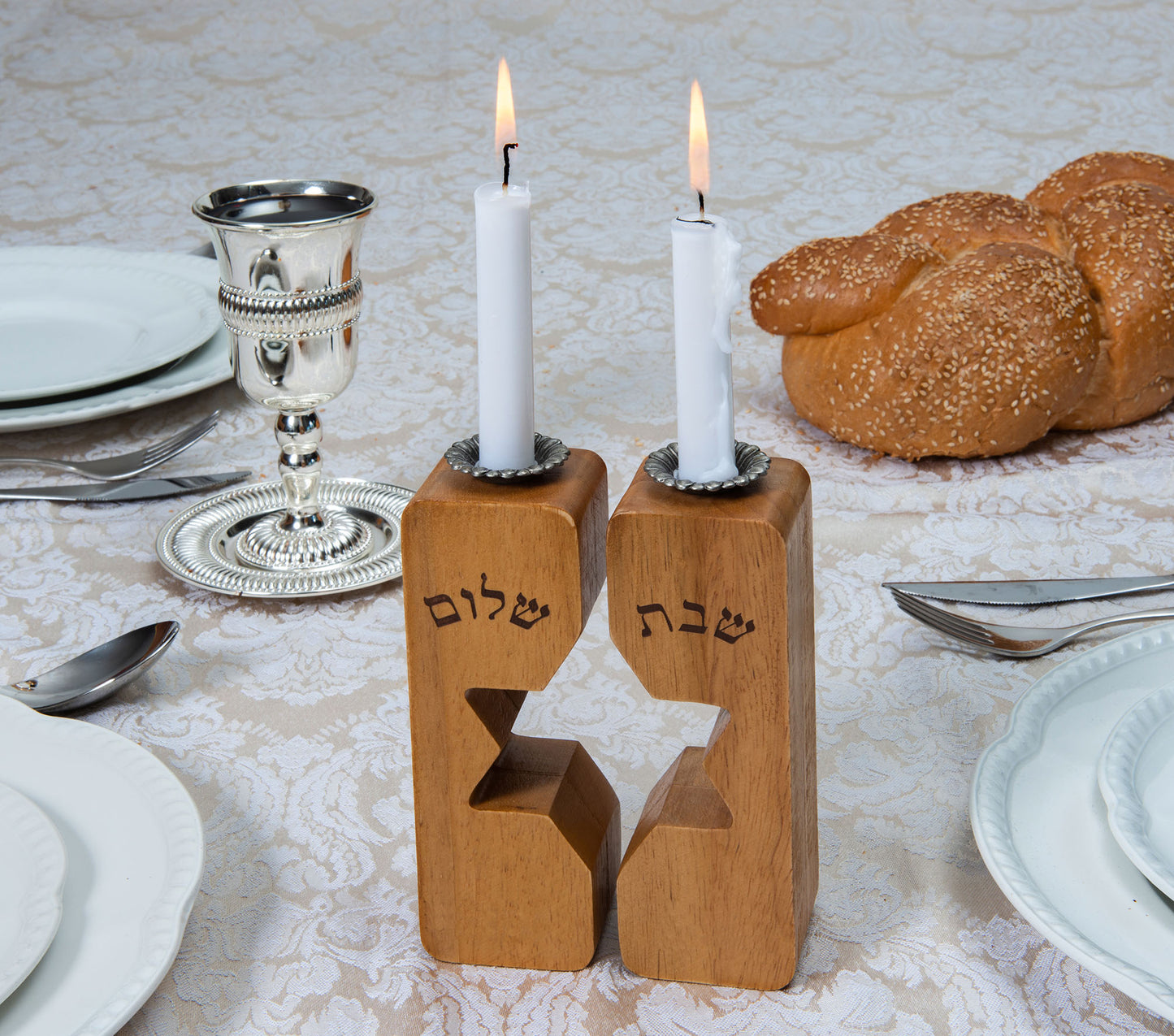 Shabbat Wood Candle Holders