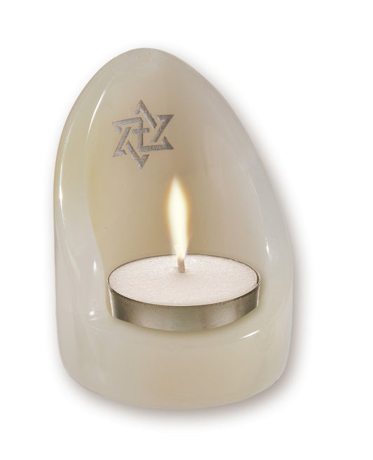 Alabaster Star and Cross Tealight Candle Holder