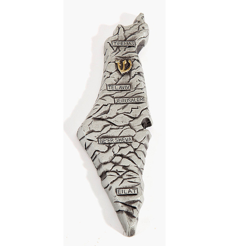 Map of Israel Pewter Mezuzah