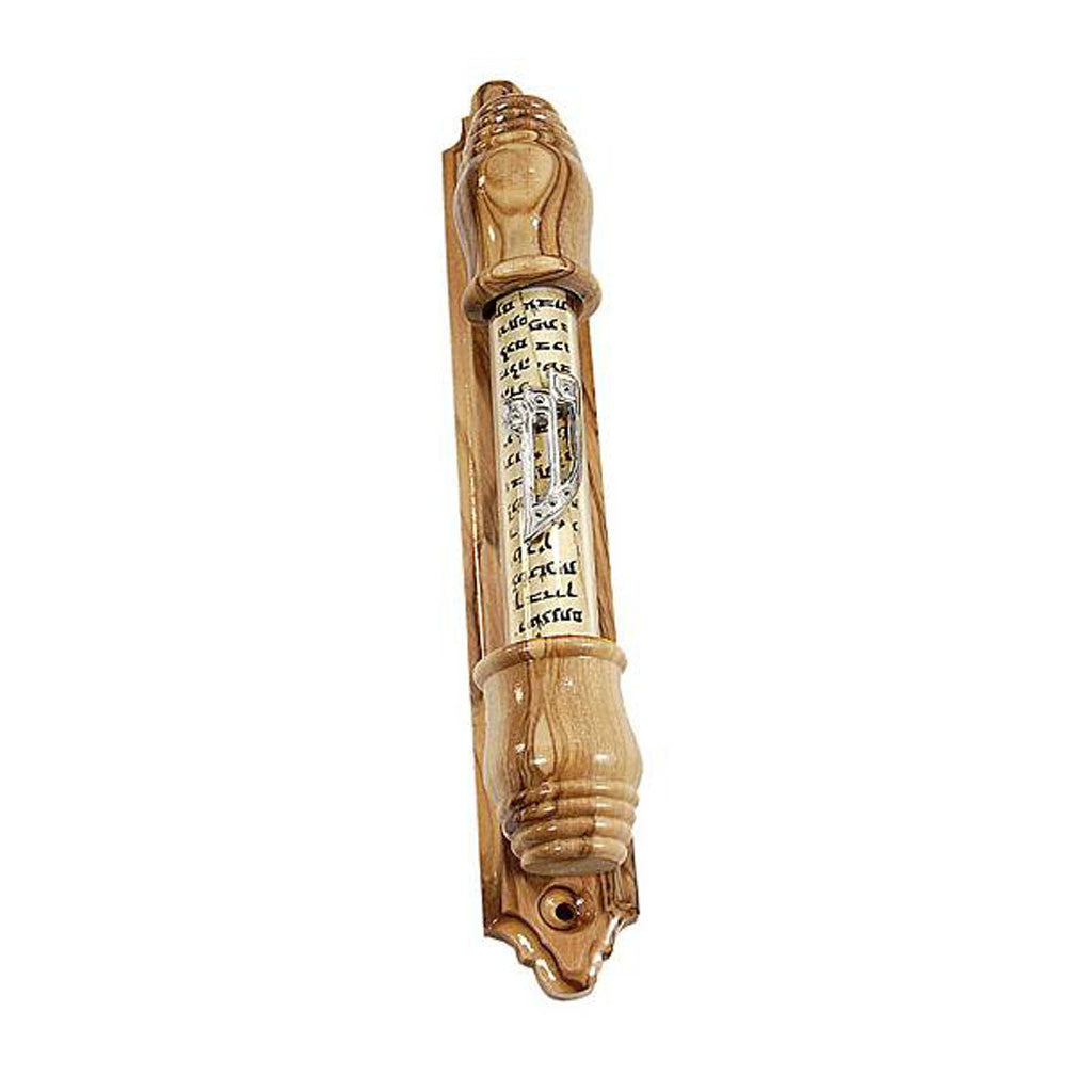 Sealed Scroll Olivewood Mezuzah - Holy Land Gifts