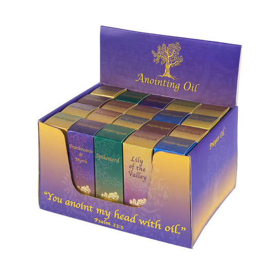 Anointing Oil Display with Assortment of 20 Oils.