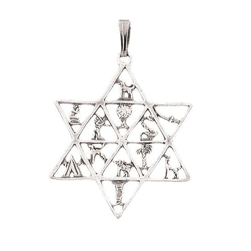 Symbols of the 12 Tribes Sterling Silver Necklace - Holy Land Gifts