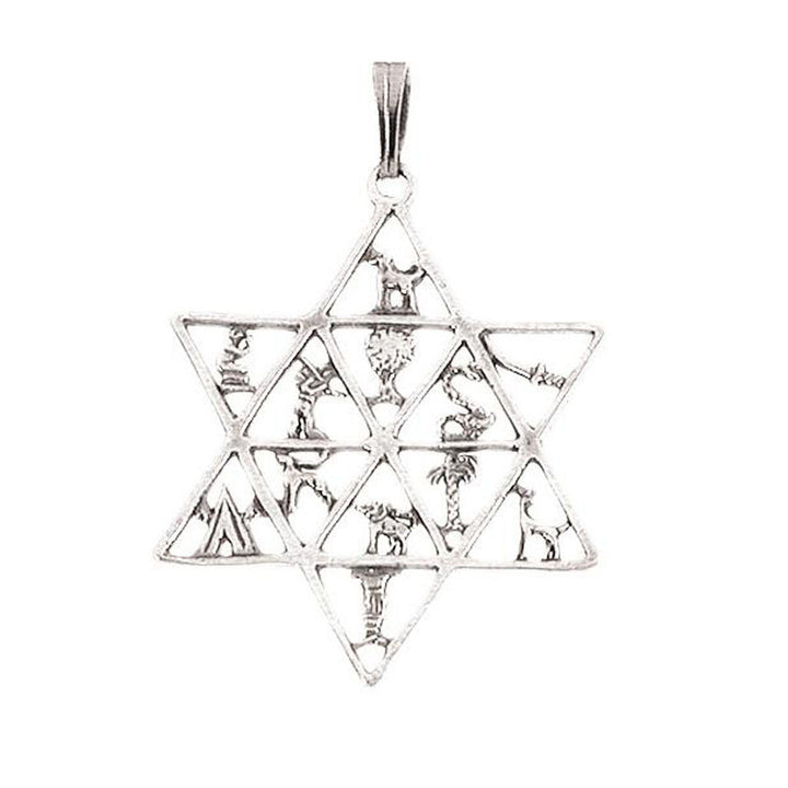 Symbols of the 12 Tribes Sterling Silver Necklace - Holy Land Gifts