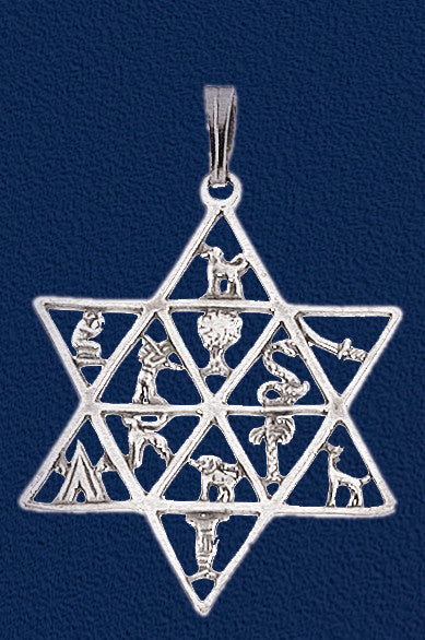 Symbols of the 12 Tribes Sterling Silver Necklace - Holy Land Gifts