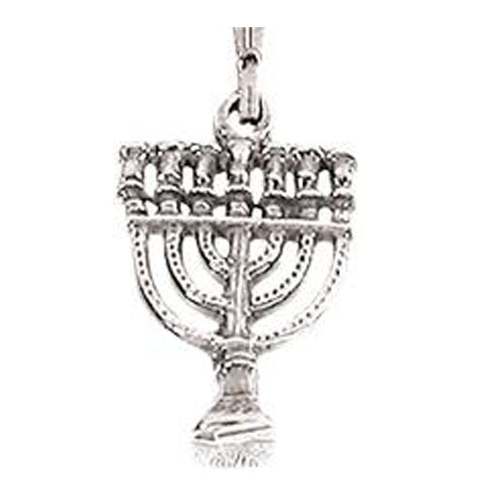 Menorah Silver Pendant Necklace - Holy Land Gifts