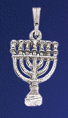 Menorah Silver Pendant Necklace - Holy Land Gifts