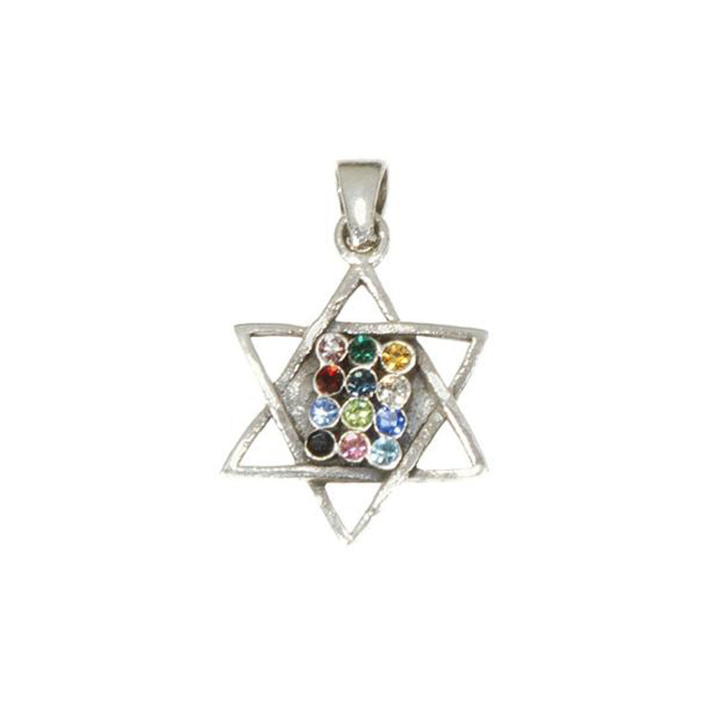 Star of David with 12 Tribes Stones Necklace - Holy Land Gifts
