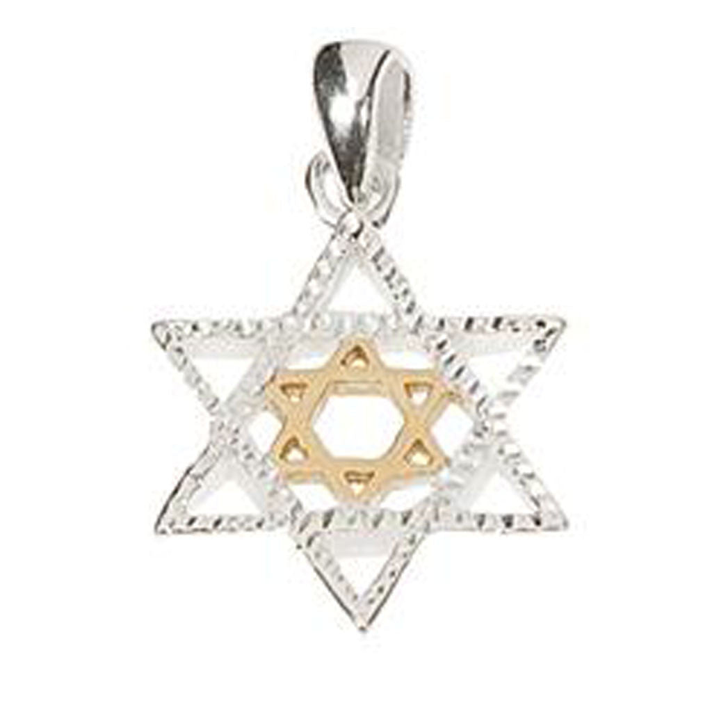 Silver & Gold Star of David Necklace - Holy Land Gifts