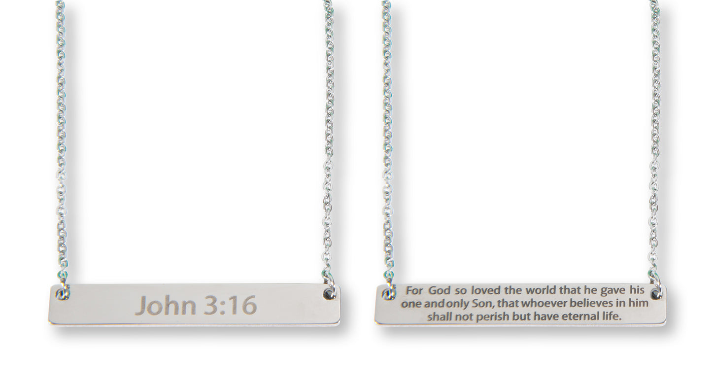 John 3:16 Silver Bar Necklace