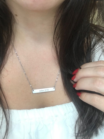 John 3:16 Silver Bar Necklace