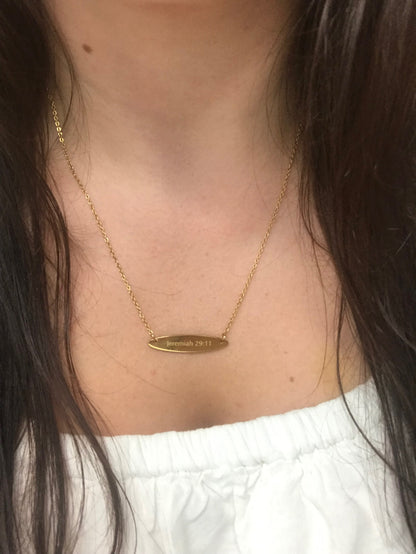 Jeremiah 29:11 Gold Bar Necklace