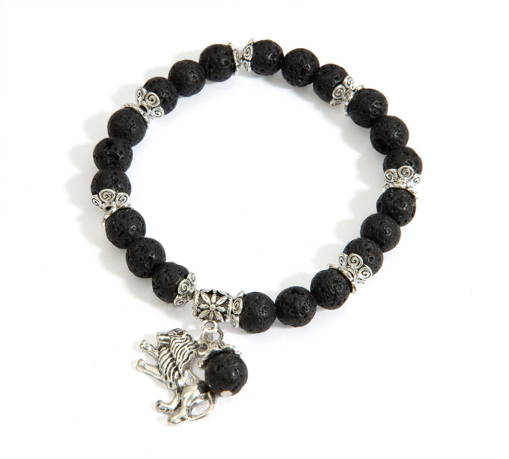 Lion of Judah Lava Bead Bracelet