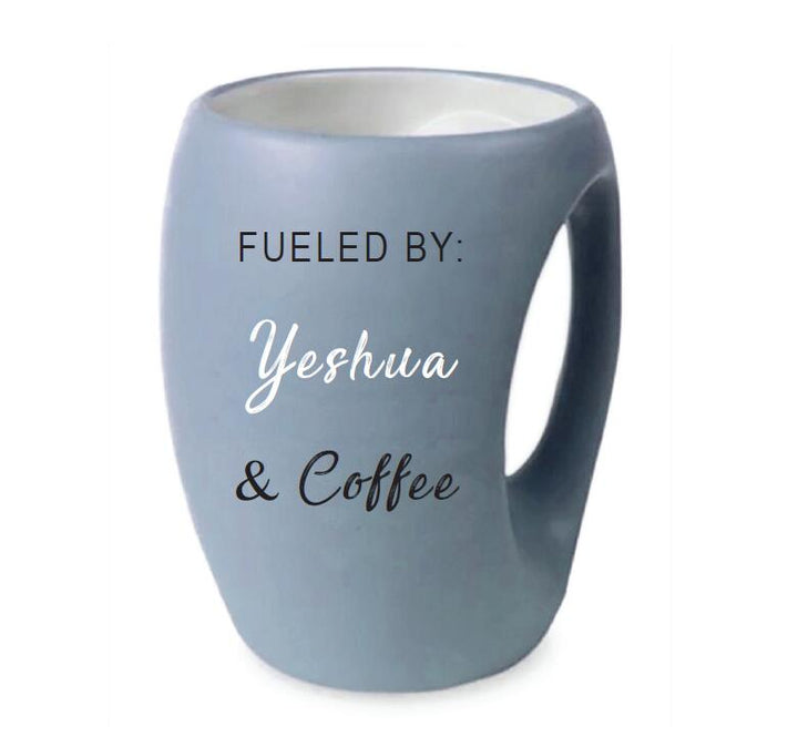 Fueled By Yeshua Coffee Mug Gray - Holy Land Gifts