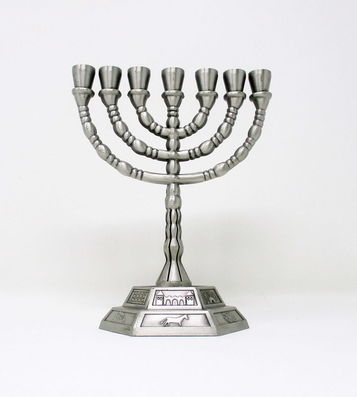 12 Tribes Symbols Silver Menorah